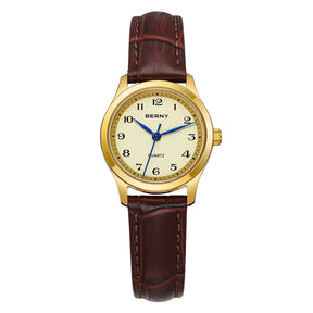 BERNY Women’s Gold Quartz Watch – Luxury Fashion Wristwatch with Elegant Gradient Dial