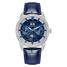 Hanboro 41.5mm Mechanical Watch: Automatic Multi-Dial with Day, Month, Date & Crystal Bezel
