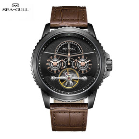 Seagull Flywheel Men’s Mechanical Watch – 44mm, Sapphire, Dual Time