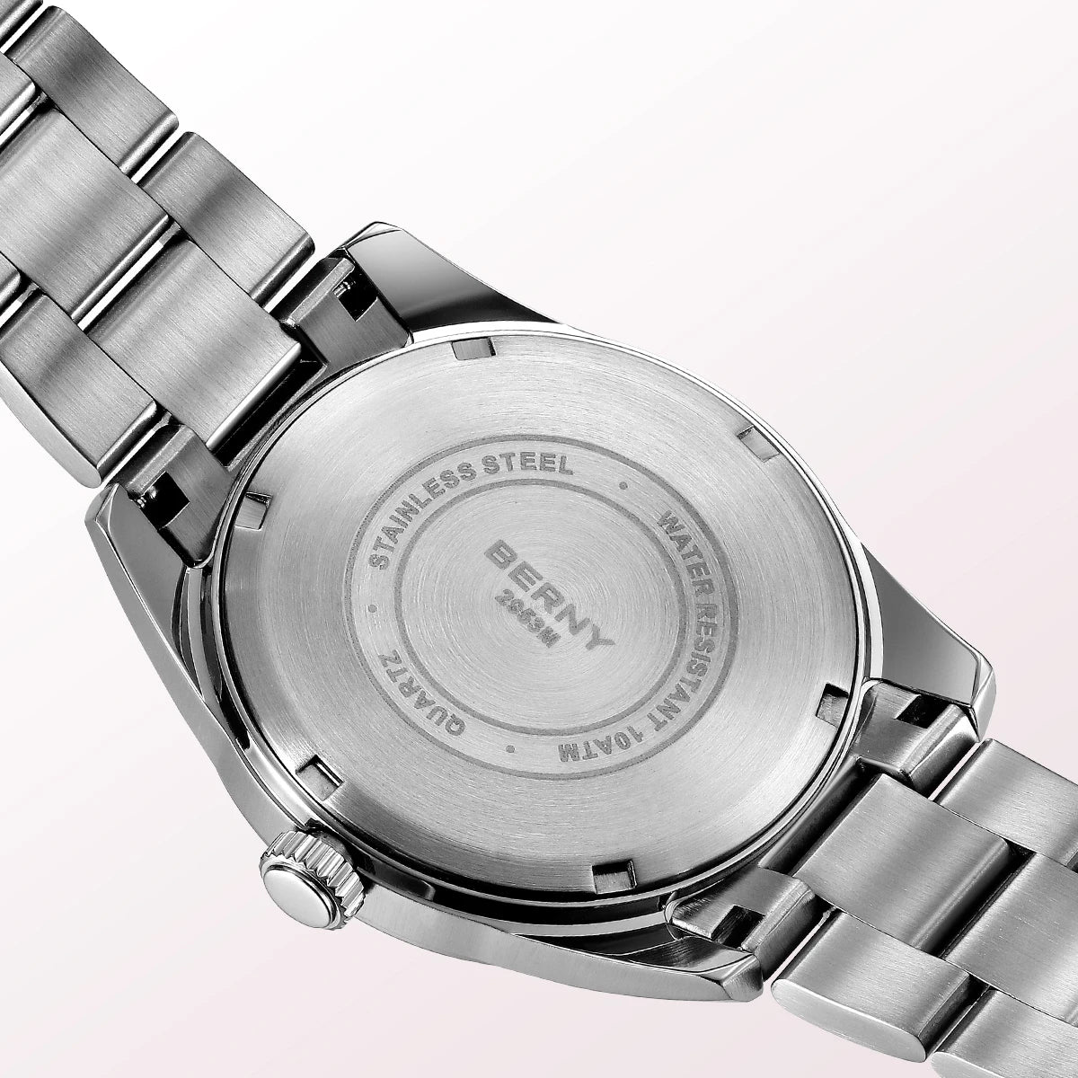 BERNY Women's Quartz Watch 39mm – Sapphire AR Coated 100M Waterproof Stainless Steel