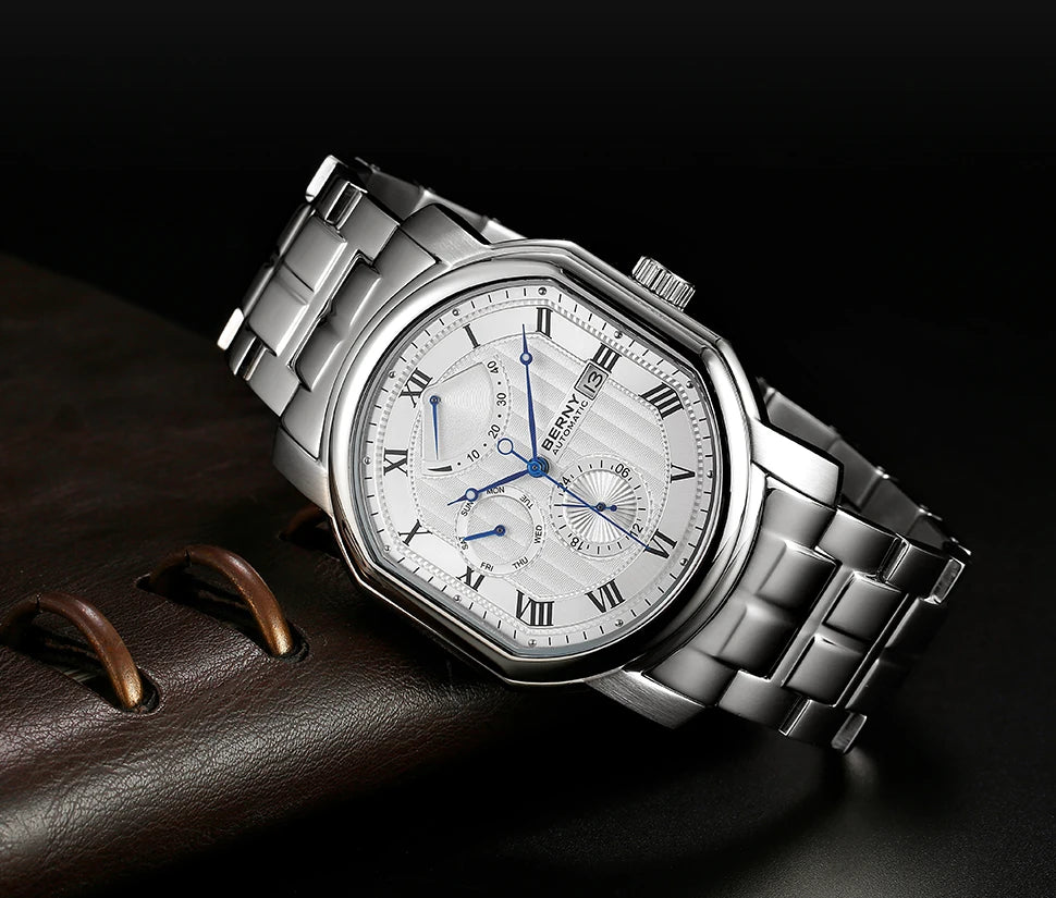 BERNY Men’s Automatic Mechanical Watch – Luxury Sapphire Self-Winding Waterproof Wristwatch