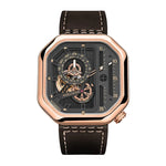 AGELOCER Men’s Automatic Skeleton Watch – Luxury Square Stainless Steel