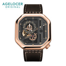 AGELOCER Men’s Automatic Skeleton Watch – Luxury Square Stainless Steel