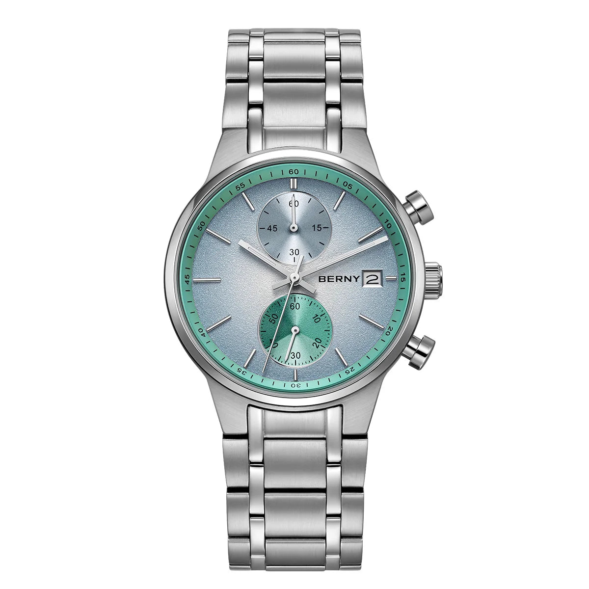 BERNY Men's Chronograph Quartz Watch – Luminous Multi-Function Wristwatch