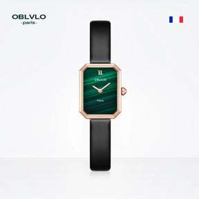 OBLVLO Women’s Quartz Watch – Luxury Malachite Dial
