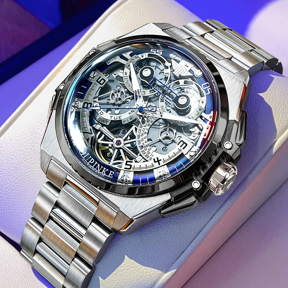 OUPINKE 3266 Men’s Automatic Skeleton Watch – Luxury Mechanical