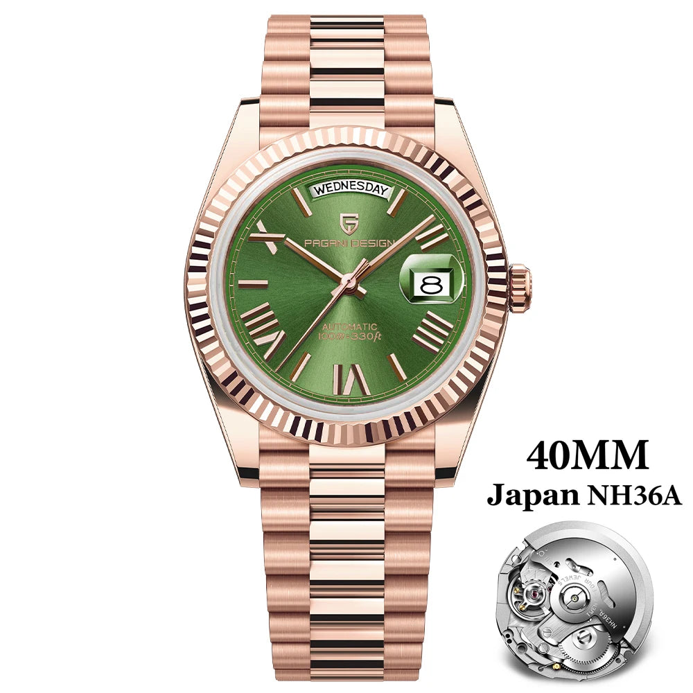 Pagani Design DD40 Men's Automatic Watch – NH36A Gold White Day-Date 2026