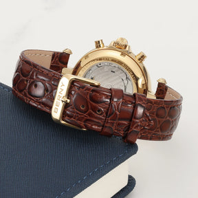 BERNY Men’s Automatic Dress Watch – Sun & Moon Phase, Leather Strap