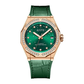 BONEST GATTI Women’s Automatic Watch – Luxury Mechanical, Sapphire Crystal, Leather Strap, Crystal Bezel