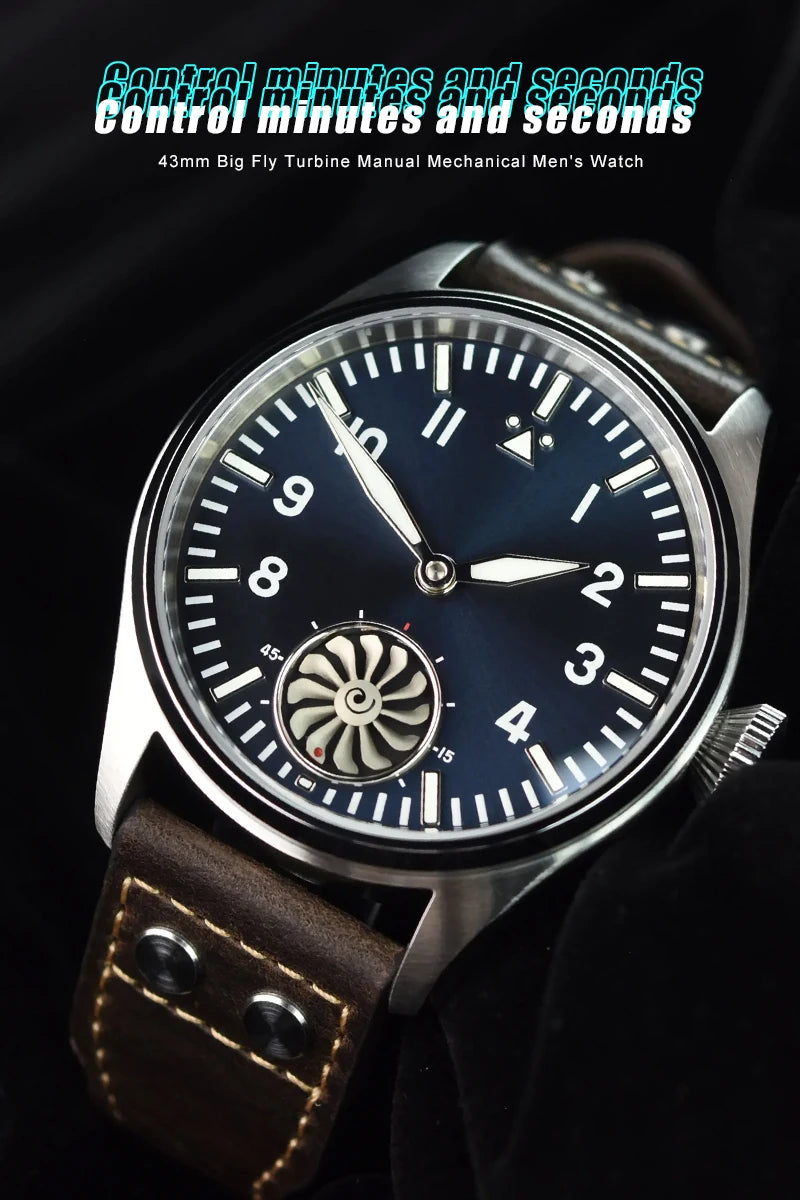 Hruodland Pilot Men's Manual Mechanical Watch – ST3620 Sapphire BGW9 Luminous 5Bar