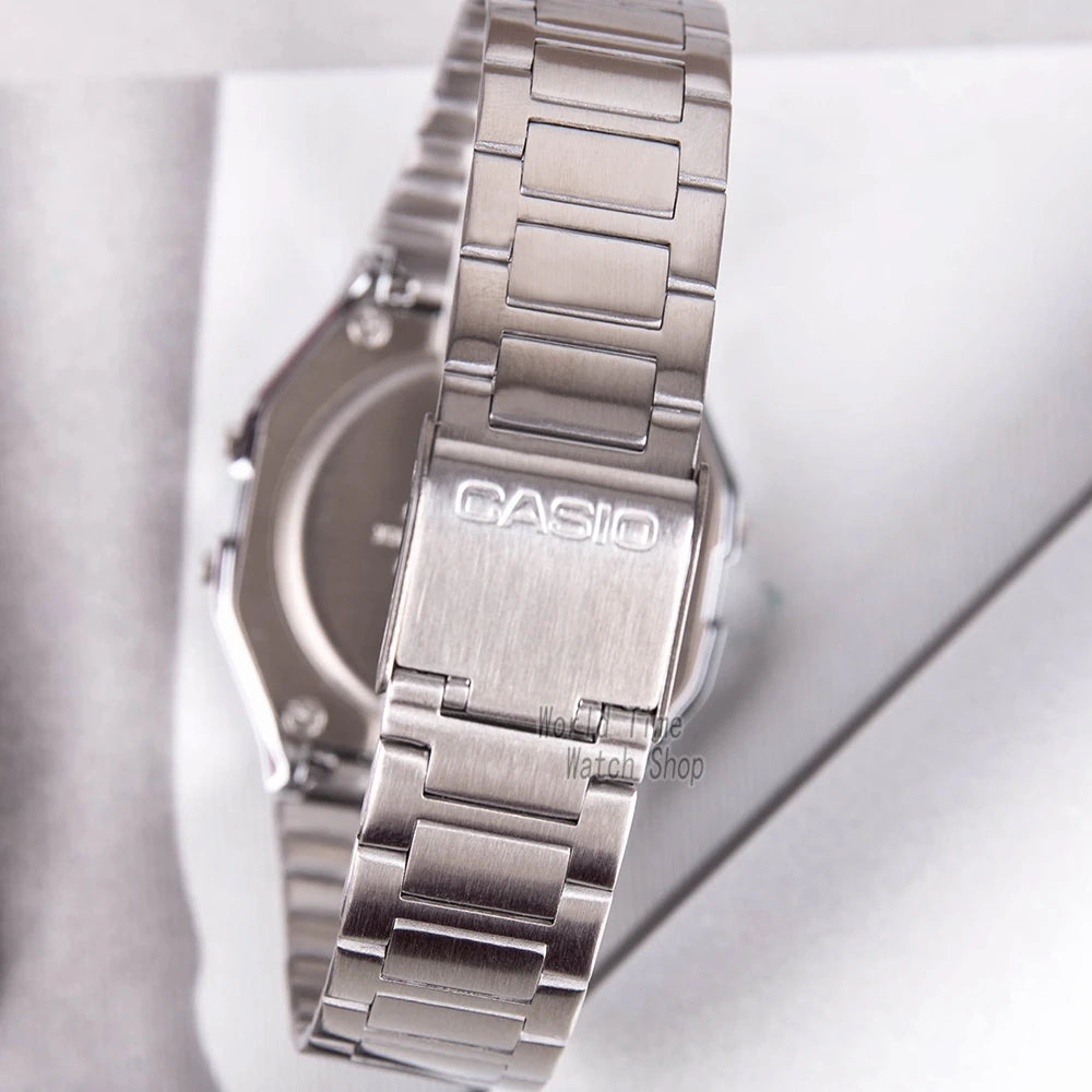 Casio Silver Men’s Watch Set – Luxury LED Digital Quartz Waterproof Sport Wristwatch