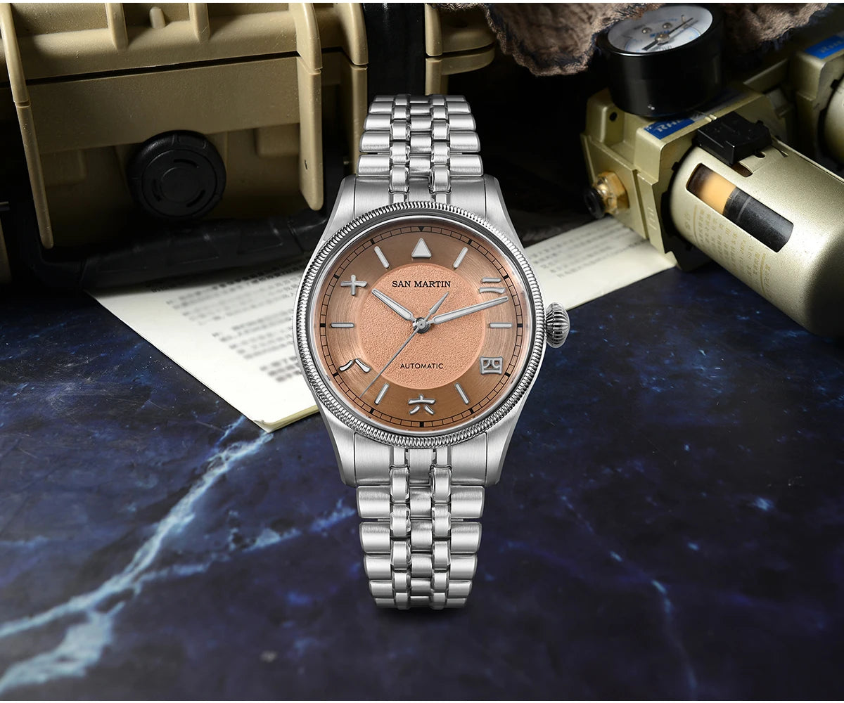 San Martin SN0033 Men's Automatic Pilot Watch 39.5mm – YN55 Sapphire 10Bar Vintage Style