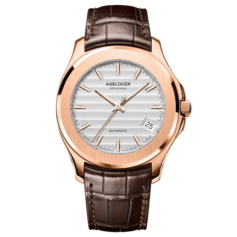 Agelocer Baikal Men’s Luxury Automatic Watch - Gold Business Edition with Big Calendar