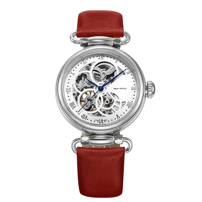 Seagull 6002L Women's Automatic Skeleton Watch – Leather Strap Waterproof