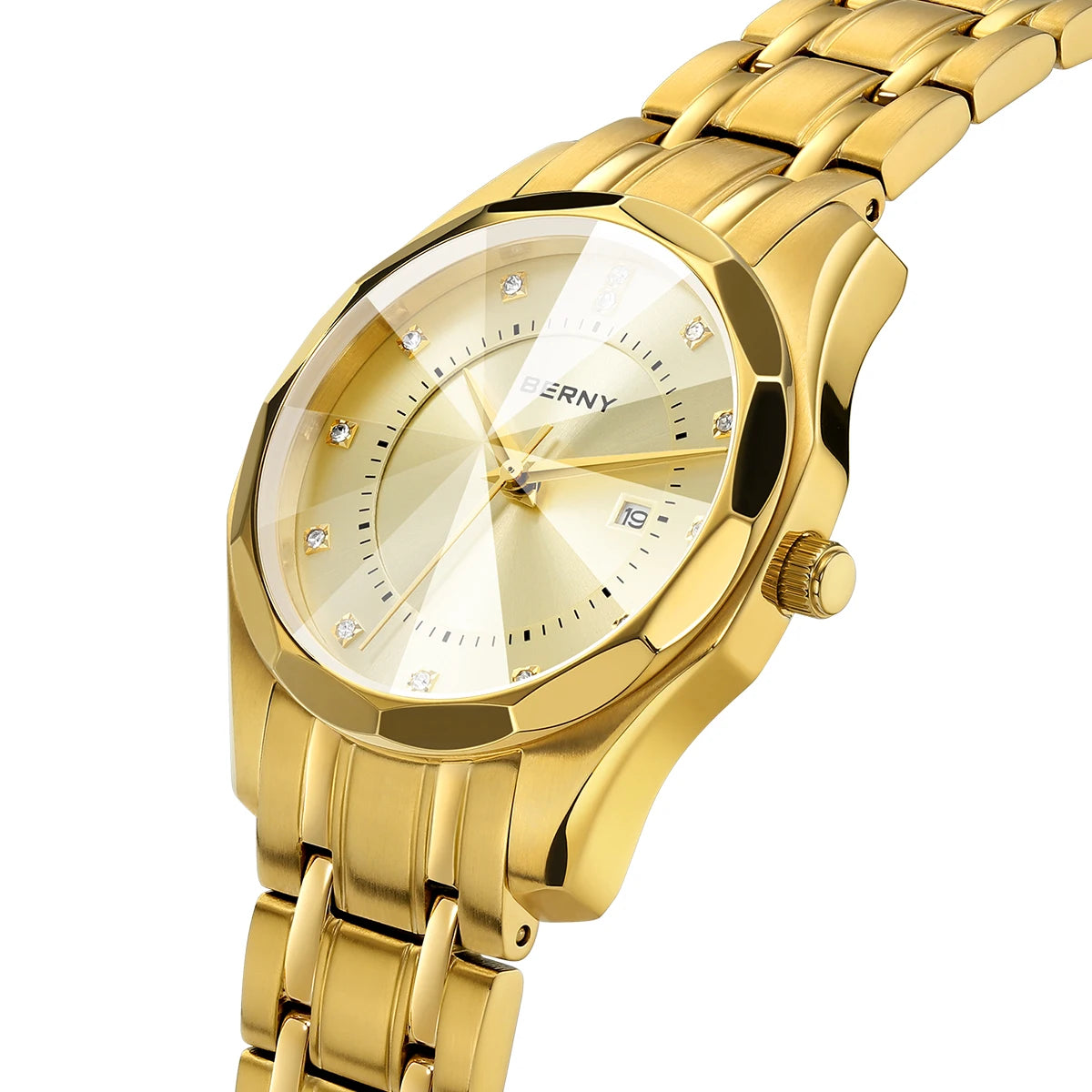 BERNY Women's Quartz Watch – Gold Stainless Steel Waterproof Fashion Watch