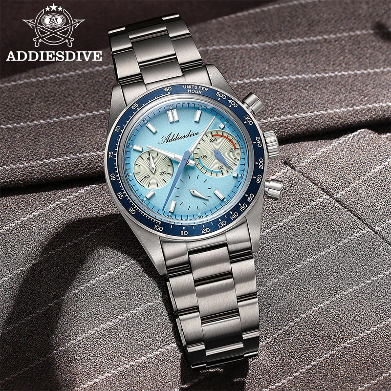 Addiesdive VK63 Chronograph Watch – Racing Style, 100M Waterproof