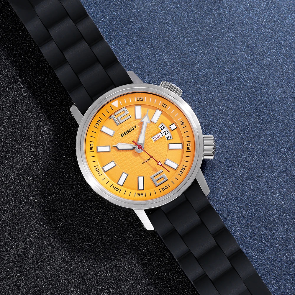 BERNY Men's Automatic Diver Watch – 20ATM Waterproof, Miyota 8205, Sapphire