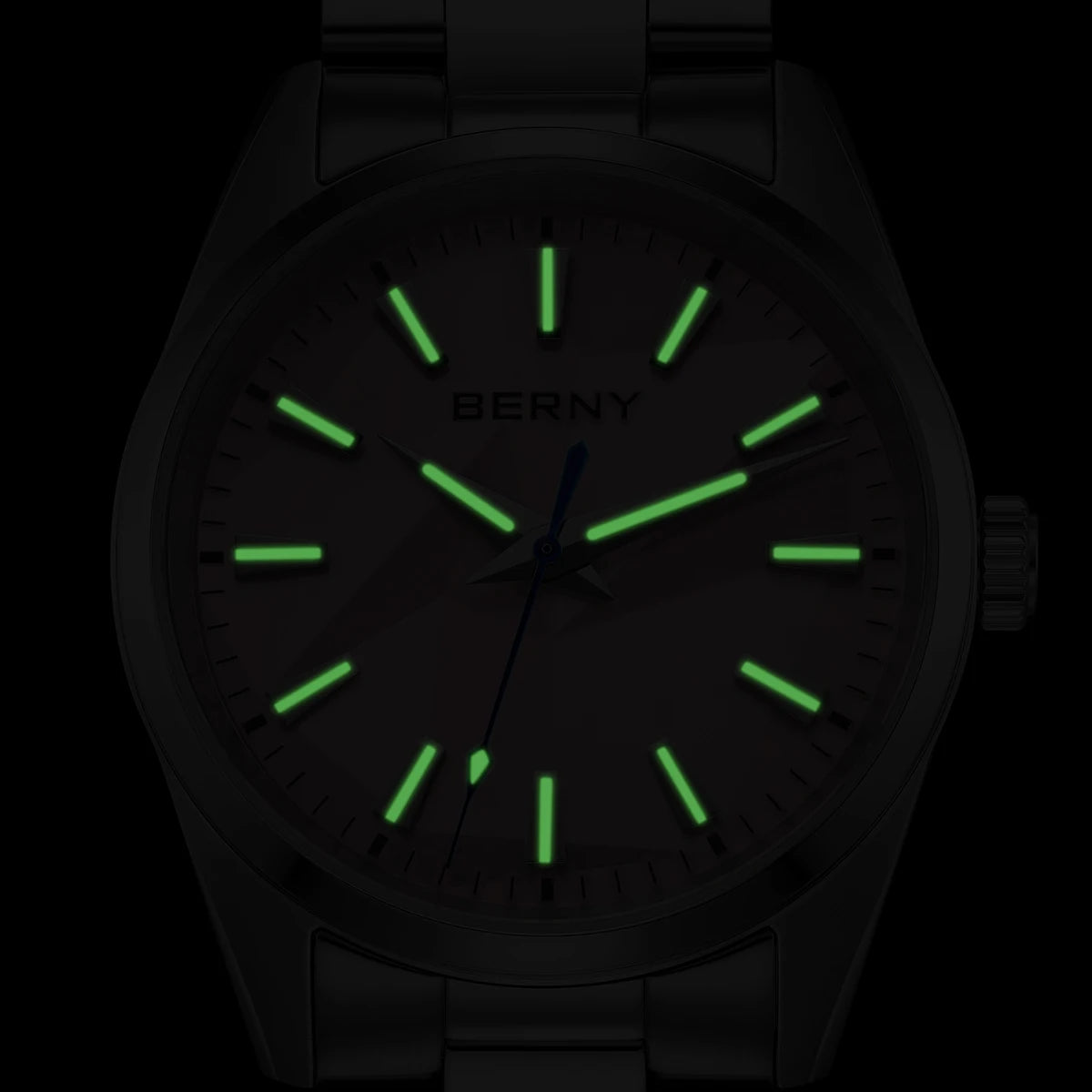 BERNY Women's Quartz Watch 39mm – Sapphire AR Coated 100M Waterproof Stainless Steel