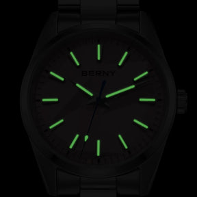 BERNY Women's Quartz Watch 39mm – Sapphire AR Coated 100M Waterproof Stainless Steel