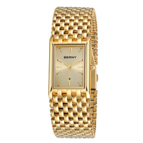 BERNY Couple Quartz Watch – Gold Tone, Stainless Steel, Men & Women, Water Resistant