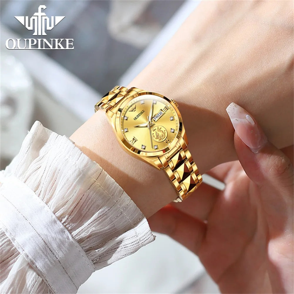 OUPINKE 3259 Women’s Automatic Watch – Gold, Tungsten Steel Luxury