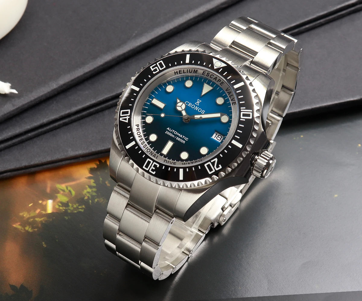 Cronos NH35 Automatic Dive Watch – 2000M Waterproof, Stainless Steel