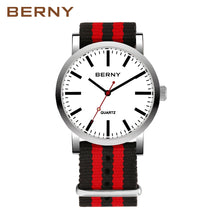 BERNY Men's Quartz Watch – Leather Strap Track Style Waterproof