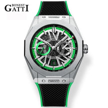 BONEST GATTI Men’s Automatic Mechanical Watch – Stainless Steel Case, Rubber Strap