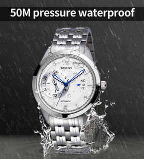 BERNY Men's Automatic Mechanical Watch – Multifunction Luminous Calendar Waterproof