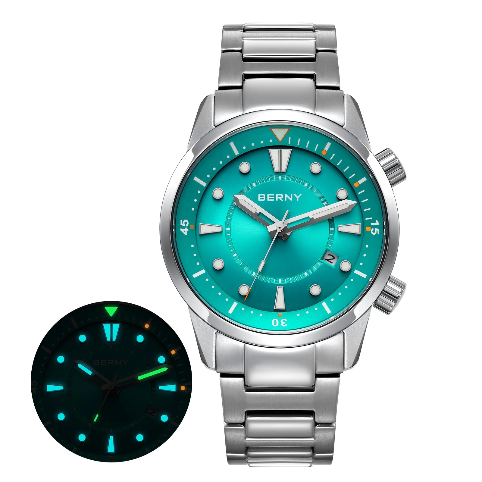 BERNY Men's Automatic Diver Watch – 200M Waterproof, Miyota 8215, Sapphire