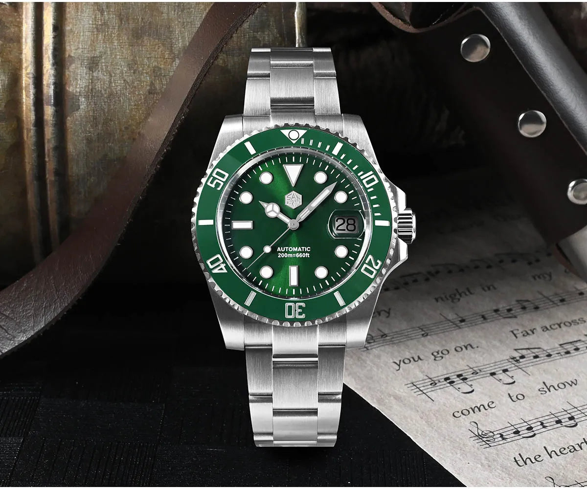 San Martin SN0017 Automatic Dive Watch – 40mm Sapphire Crystal 200M Waterproof Men's Luxury Mechanical Watch