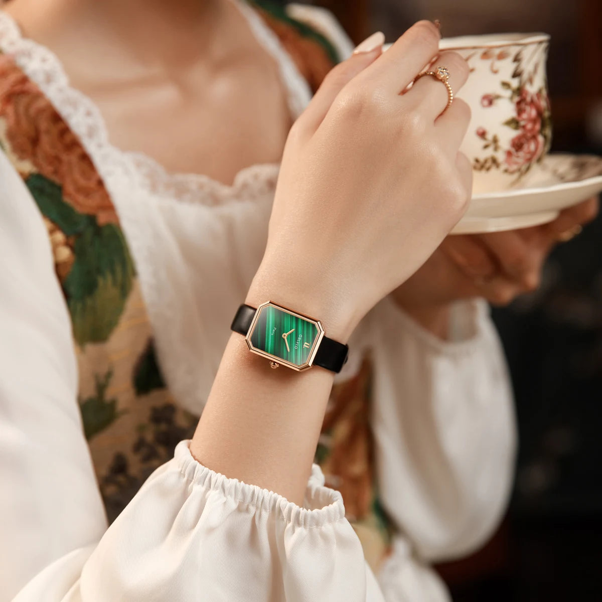 OBLVLO Women’s Quartz Watch – Luxury Malachite Dial