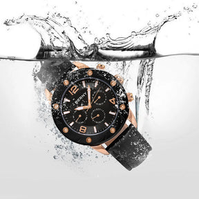 BERNY Men's Quartz Watch – Multifunction Dial Business Leather Strap Luminous Waterproof