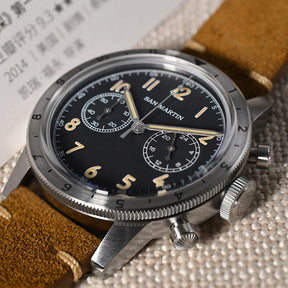 San Martin SN0127 Vintage Pilot Chronograph – VK64, Leather Strap