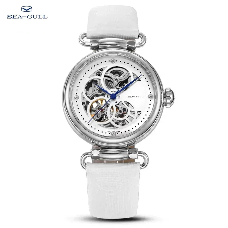 Seagull 6002L Women's Automatic Skeleton Watch – Leather Strap Waterproof