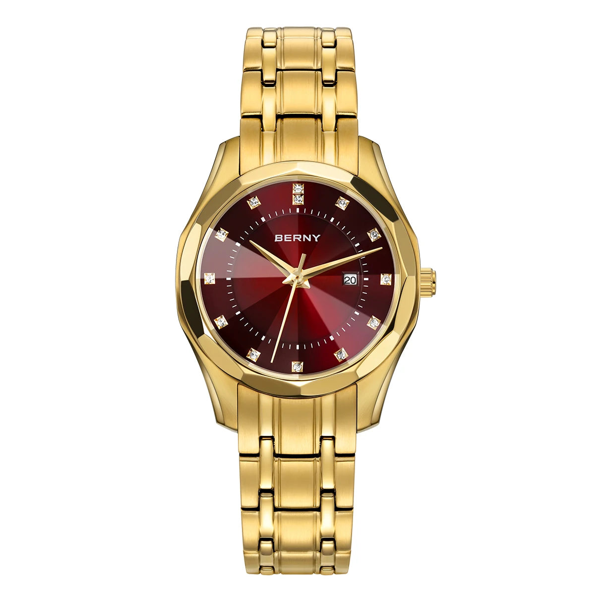 BERNY Women's Quartz Watch – Gold Stainless Steel Waterproof Fashion Watch