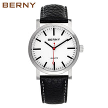 BERNY Men's Quartz Watch – Leather Strap Track Style Waterproof