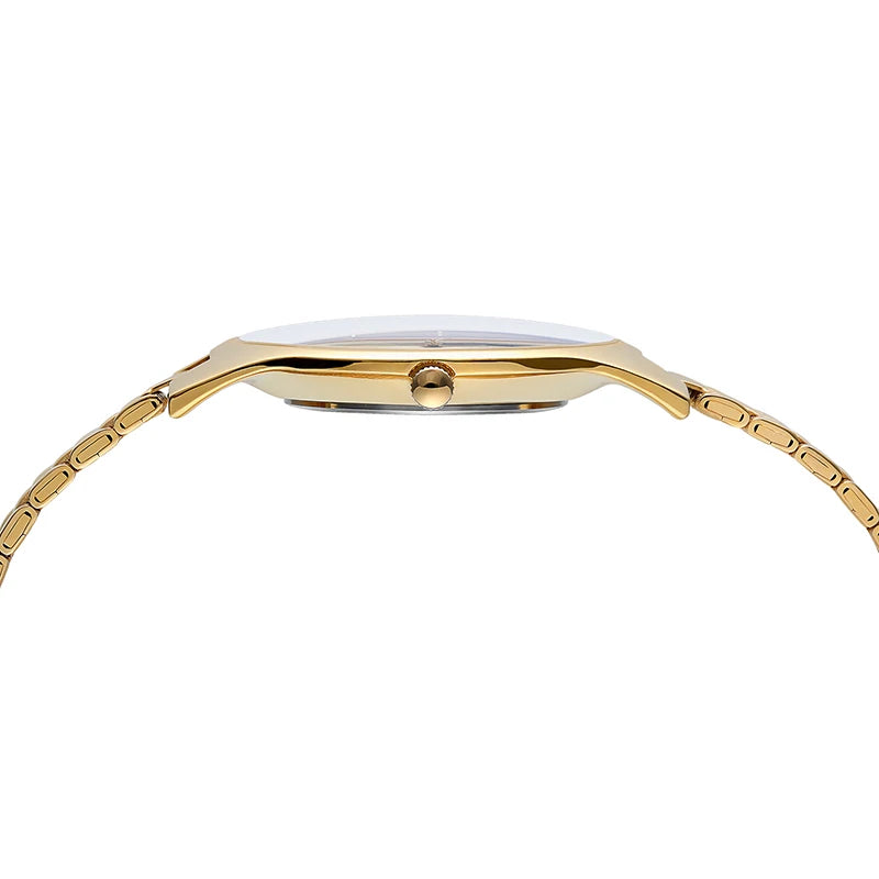 BERNY Quartz Mens Gold Stainless Steel Wristwatch