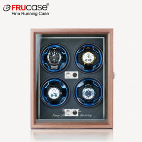 FRUCASE Wooden Watch Winder Box – 4-Slot Automatic Watch Storage Display with LED Light