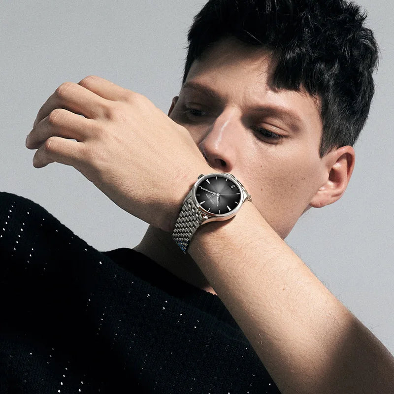 AGELOCER Budapest Men's Automatic Watch – Steel Strap Business Dress with Calendar