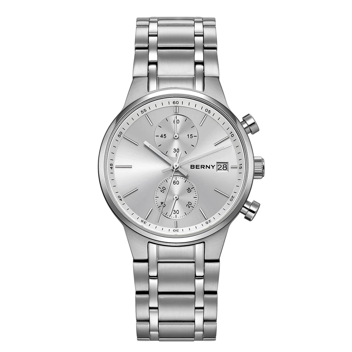 BERNY Men's Chronograph Quartz Watch – Luminous Multi-Function Wristwatch