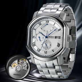 BERNY Men’s Automatic Mechanical Watch – Luxury Sapphire Self-Winding Waterproof Wristwatch