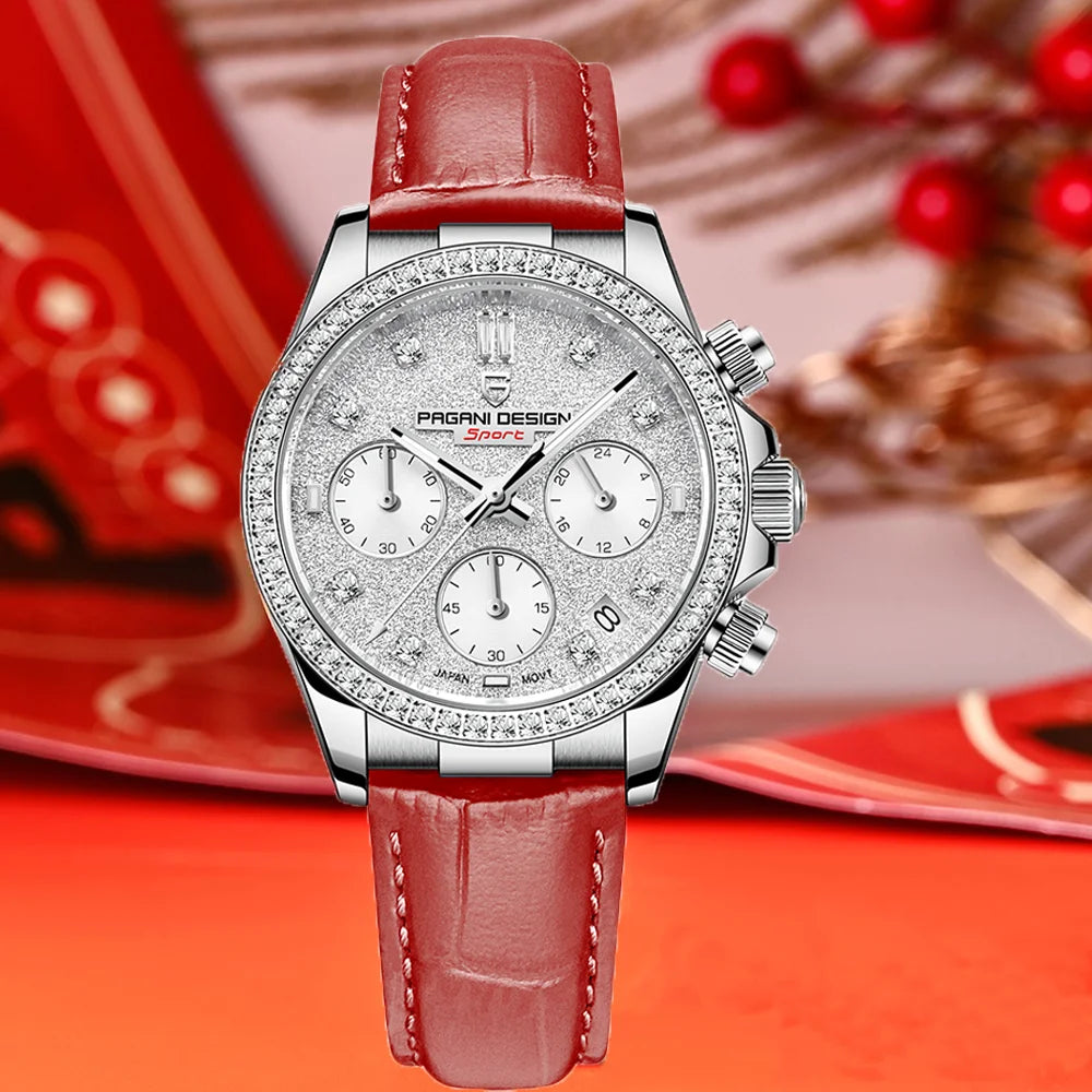 PAGANI DESIGN Women’s Multifunction Quartz Watch – Luxury Sapphire Glass Wristwatch with Japan TMI VD55 Movement