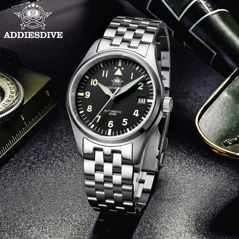 ADDIESDIVE Luxury Men's Business Watch 316L Stainless
