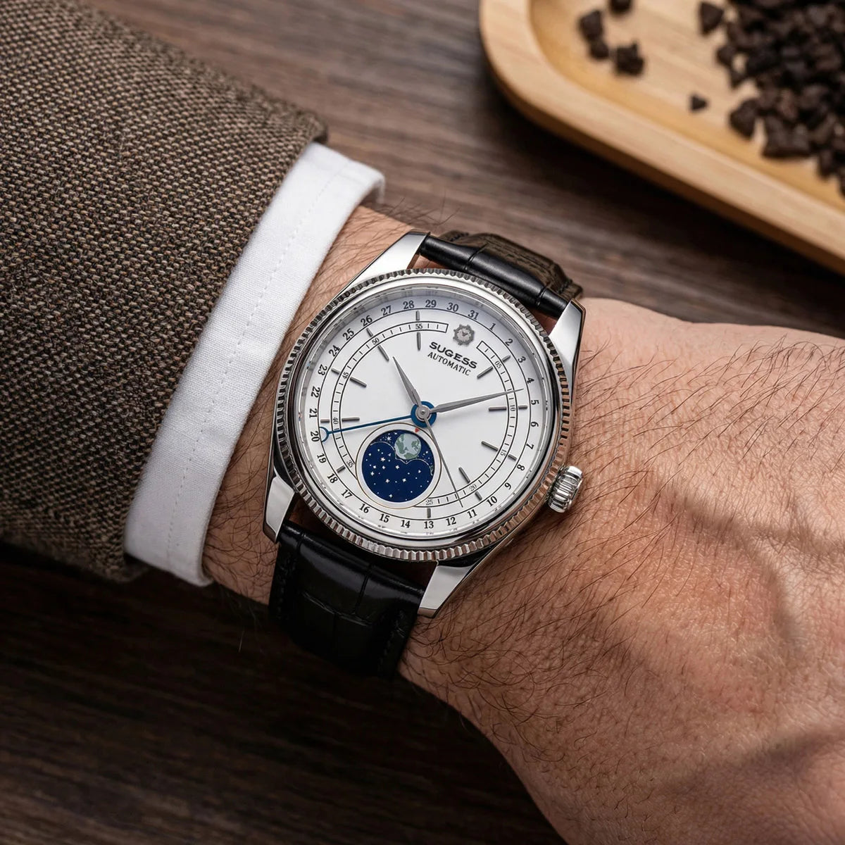 Sugess Men’s Automatic Watch 40mm – ST2108 Movement, Moonphase, Sapphire Crystal