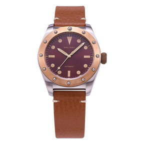 Baltany Men’s Bronze Automatic Watch 40mm – Vintage Style, 200m Water Resistant, Luminous, Leather Strap