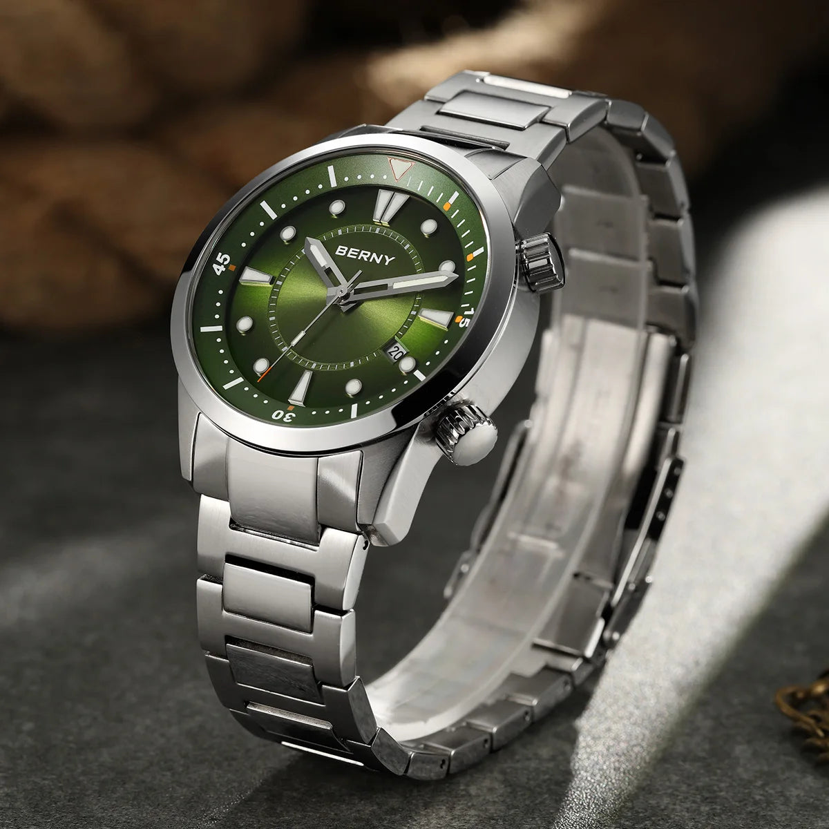 BERNY Men's Automatic Diver Watch – 200M Waterproof, Miyota 8215, Sapphire