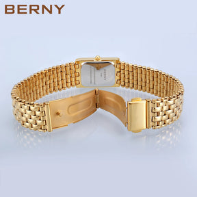BERNY Couple Quartz Watch – Gold Tone, Stainless Steel, Men & Women, Water Resistant