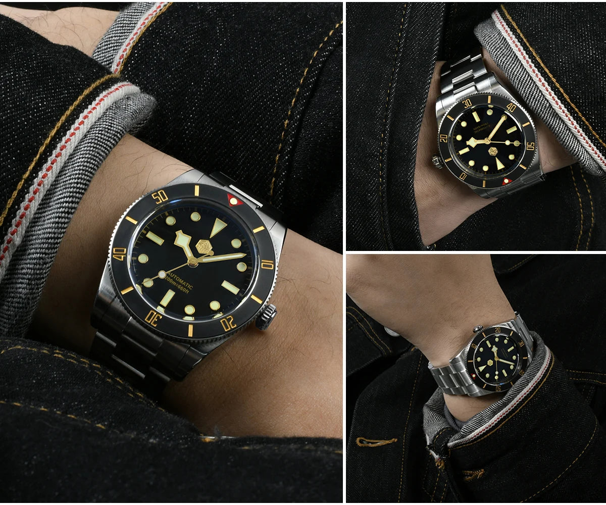 San Martin SN0138 37mm Vintage Diver Watch – ST2130 Automatic Men’s Watch with Sapphire Crystal & 200M Water Resistance