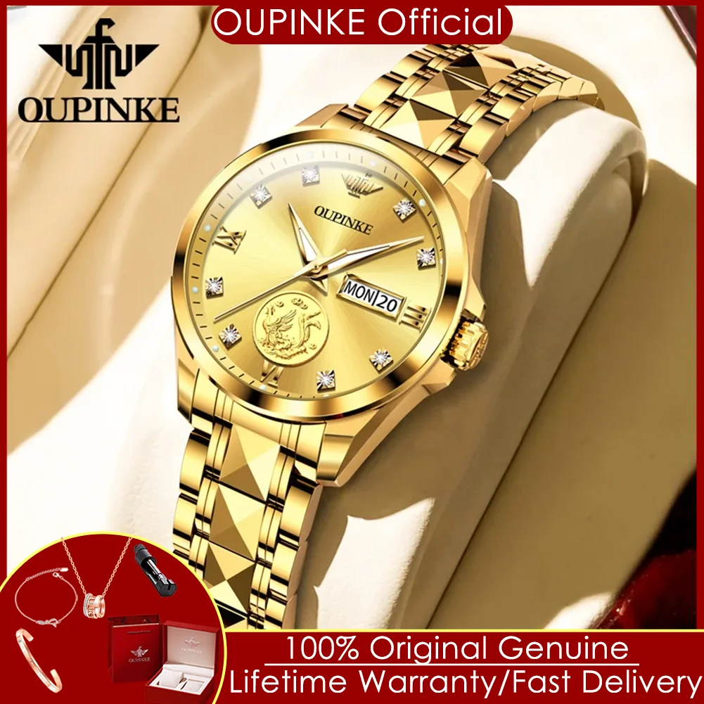 OUPINKE 3259 Women’s Automatic Watch – Gold, Tungsten Steel Luxury